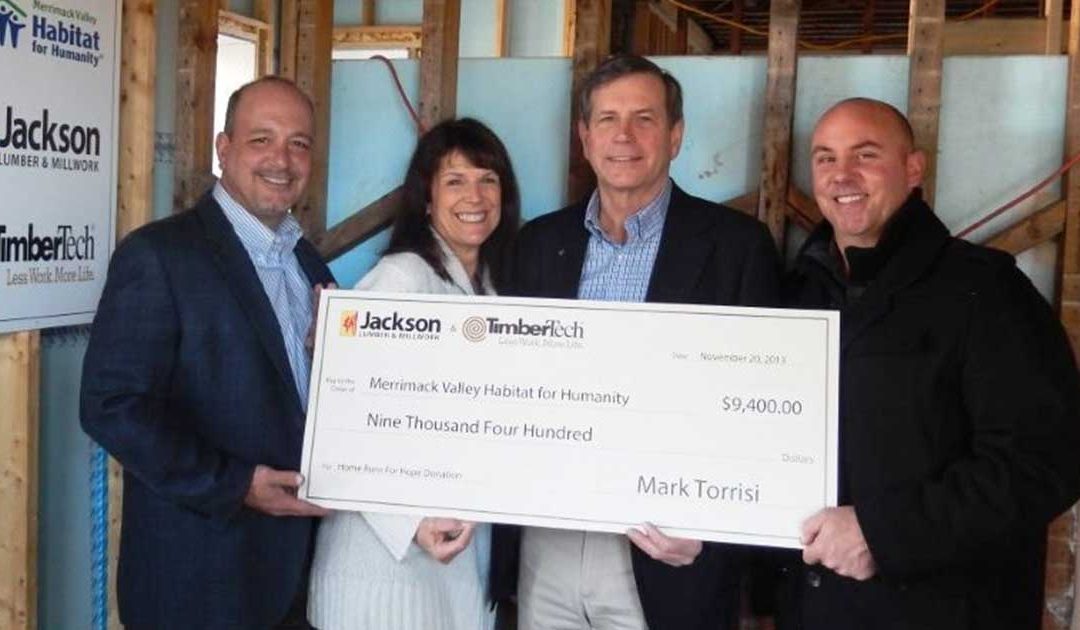 Jackson Lumber & Millwork partners with TimberTech to donate $9,400 to Merrimack Valley Habitat for Humanity in "Home Runs for Hope" charitable program